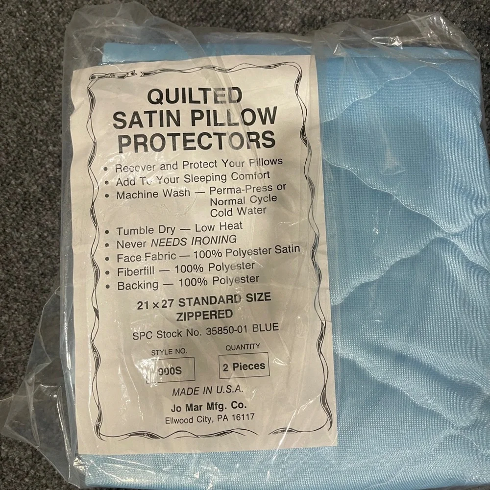 *NWT Quilted Satin Light Blue Pillow Protector
